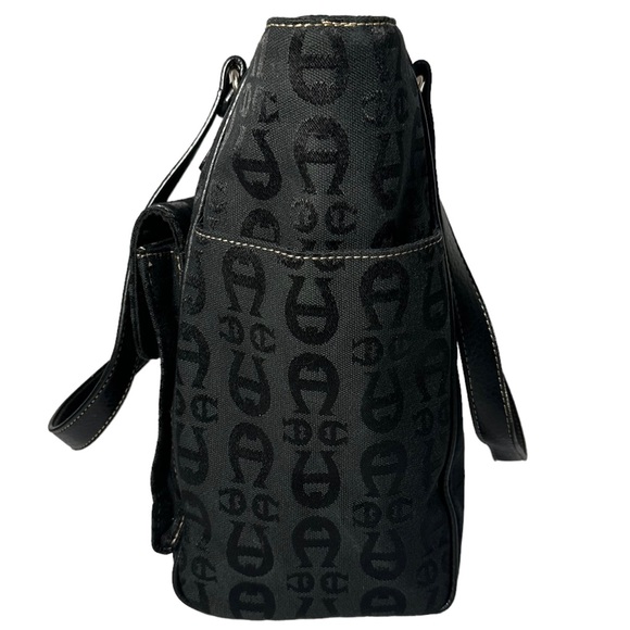 Etienne Aigner Shoulder L Black Logo Trapezoid Purse Bag - Picture 4 of 9